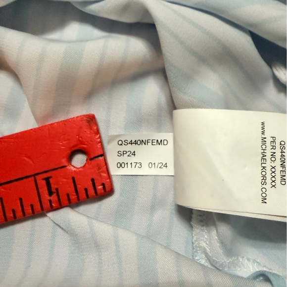 Michael Kors Light Blue and White Striped A-Line Tank Top Blouse - Picture 7 of 10